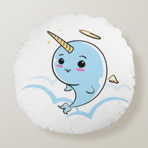 Narwhal Angel Süsse Rundes Kissen