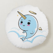Narwhal Angel Süsse Rundes Kissen (Rückseite)
