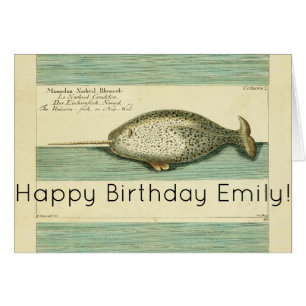 Narwhal Antique Whale Aquarellmalerei