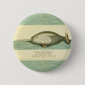 Narwhal Antique Whale Aquarellmalerei Button (Vorderseite)