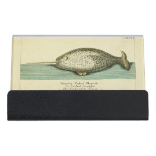 Narwhal Antique Whale Aquarellmalerei Schreibtisch-Visitenkartenhalter
