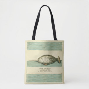 Narwhal Antique Whale Aquarellmalerei Tasche