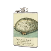 Narwhal Antique Whale Watercolor Wissenschaftliche Flachmann (Links)