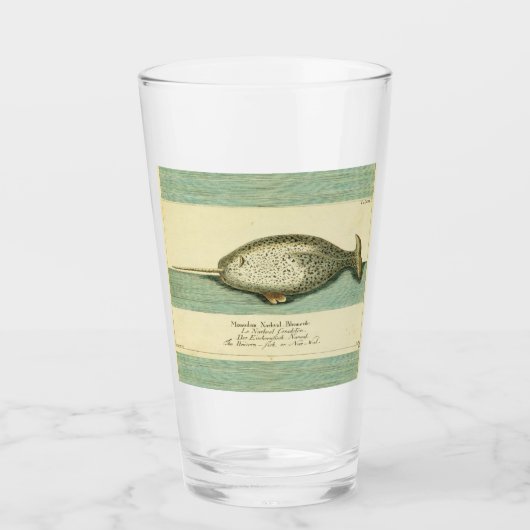 Narwhal Antique Whale Watercolor Wissenschaftliche Glas (Vorderseite)