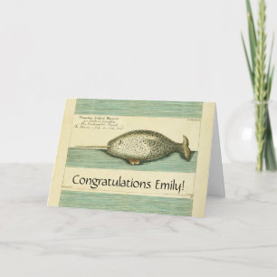 Narwhal Antique Whale Watercolor Wissenschaftliche Karte