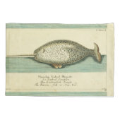 Narwhal Antique Whale Watercolor Wissenschaftliche Kissenbezug (Rückseite)