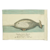 Narwhal Antique Whale Watercolor Wissenschaftliche Kissenbezug (Vorderseite)