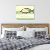 Narwhal Antique Whale Watercolor Wissenschaftliche Leinwanddruck (Insitu (Schlafzimmer))