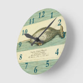 Narwhal Antique Whale Watercolor Wissenschaftliche Runde Wanduhr (Winkel)