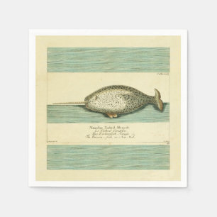 Narwhal Antique Whale Watercolor Wissenschaftliche Serviette