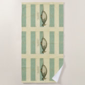 Narwhal Antique Whale Watercolor Wissenschaftliche Strandtuch (Vorderseite)