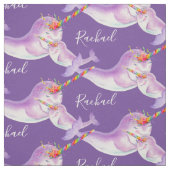 Narwhal Aquarellkunst lila individuelle Name Stoff (Muster)