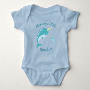 Narwhal Baby Dusche Blue Boy Whale Strampler