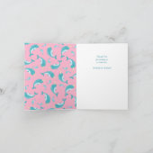 Narwhal Baby Dusche Pink Girl Whale Dankeskarte (Innenseite)