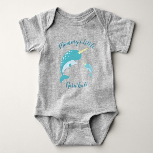 Narwhal Baby Duwer Yellow Gender Neutral Wal Baby Strampler (Vorderseite)