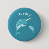 Narwhal Baby Duwer Yellow Gender Neutral Wal Button (Vorderseite)