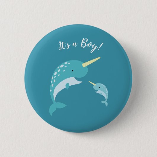 Narwhal Baby Duwer Yellow Gender Neutral Wal Button (Vorderseite)