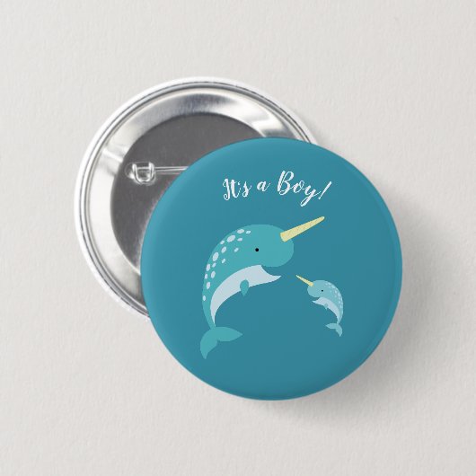 Narwhal Baby Duwer Yellow Gender Neutral Wal Button (Vorne & Hinten)
