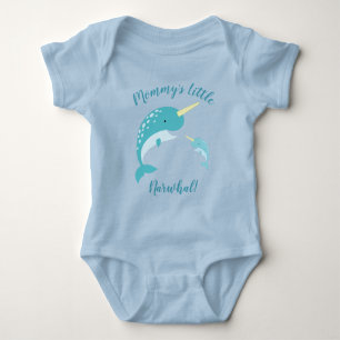 Narwhal Baby Shower Blue Boy Whale Baby Strampler