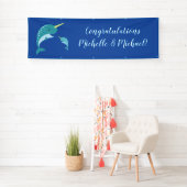 Narwhal Baby Shower Blue Boy Whale Banner (Insitu)
