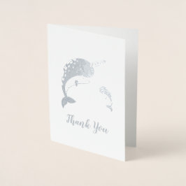 Narwhal Baby Shower Blue Boy Whale Folienkarte