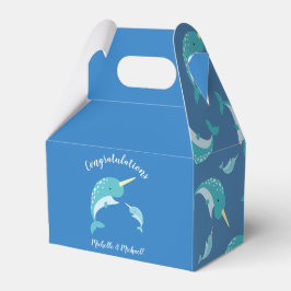 Narwhal Baby Shower Blue Boy Whale Geschenkschachtel
