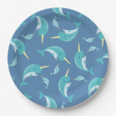Narwhal Baby Shower Blue Boy Whale Pappteller (Vorderseite)