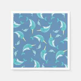 Narwhal Baby Shower Blue Boy Whale Serviette