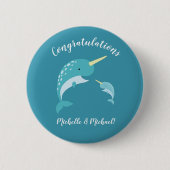Narwhal Baby Shower Button (Vorderseite)