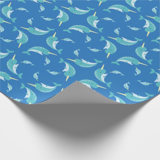 Narwhal Baby Shower Geschenkpapier (Ecke)