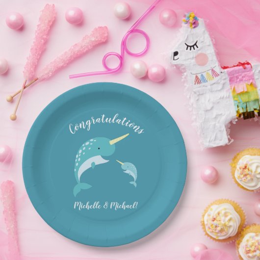 Narwhal Baby Shower Pappteller (Party)