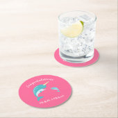 Narwhal Baby Shower Pink Girl Niedlich Runder Pappuntersetzer (Vor Ort)