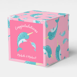 Narwhal Baby Shower Pink Girl Whale Geschenkschachtel