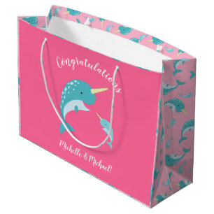 Narwhal Baby Shower Pink Girl Whale Große Geschenktüte