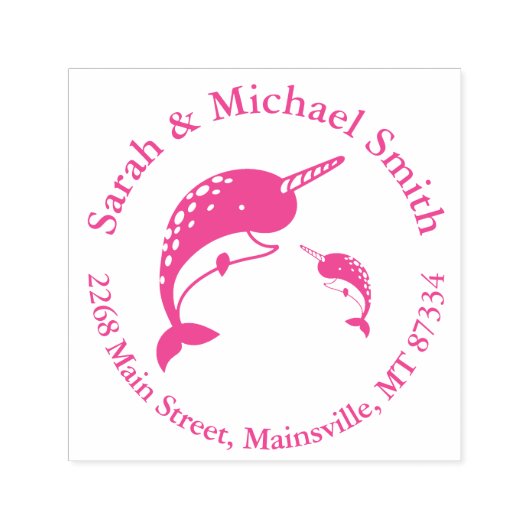 Narwhal Baby Shower Pink Girl Whale Permastempel (Design)