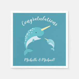 Narwhal Babydusche Gelbes Geschlecht Neutraler Wal Serviette