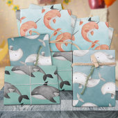 Narwhal Beluga Wale unter dem tiefblauen Ozean Geschenkpapier Set