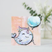 Narwhal Birthday Einladung (Stehend Vorderseite)