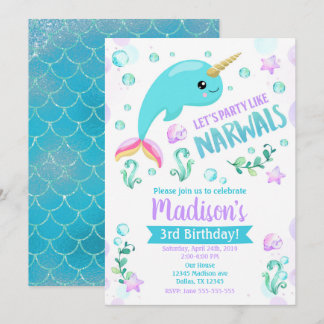Narwhal Birthday Einladung Magisches Party
