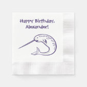 Narwhal Birthday Party Custom Paper Napkins Serviette (Vorderseite)