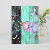 Narwhal Birthday Party Einladung (Stehend Vorderseite)