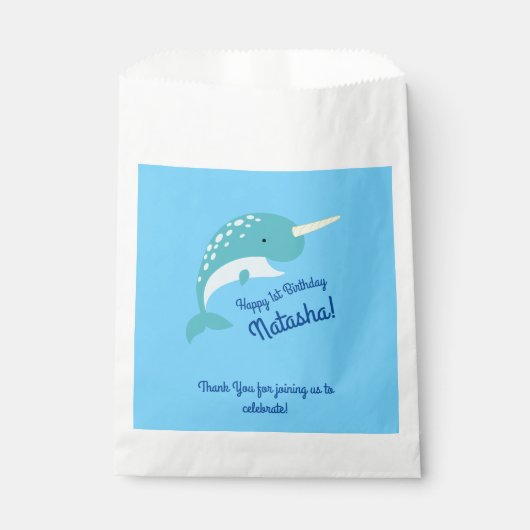 Narwhal Birthday Party Geschenktütchen (Vorderseite)