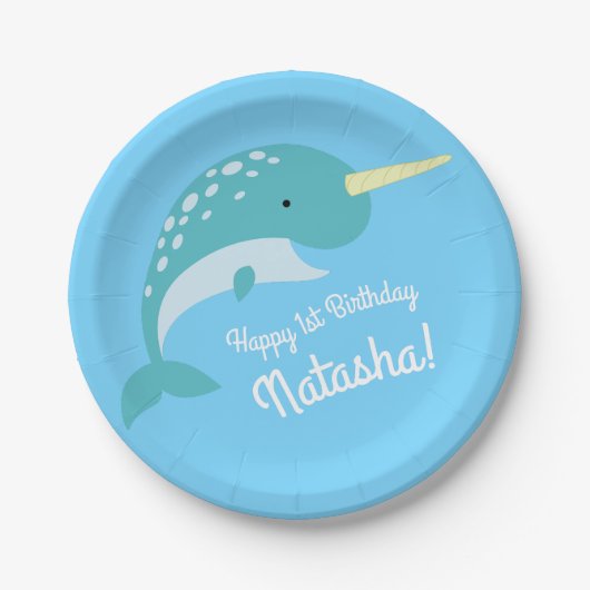 Narwhal Birthday Party Pappteller (Vorderseite)