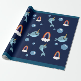 Narwhal, Blasen und Regenbogenverpackungspapier Geschenkpapier