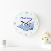 Narwhal Blue | Adorable Baby Kawaii Custom Ocean Große Wanduhr (Zuhause)