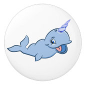 Narwhal Blue | Adorable Baby Kawaii Ocean Room Keramikknauf (Vorderseite)