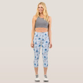 Narwhal Blue Snowflake Pattern Capri Leggings (Vorderseite)