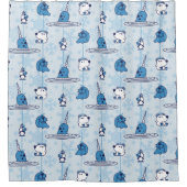 Narwhal Blue Snowflake Pattern Duschvorhang (Vorderseite)