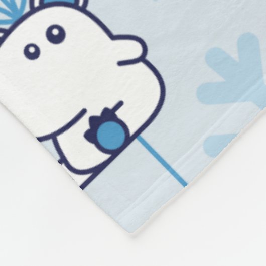 Narwhal Blue Snowflake Pattern Fleecedecke (Ecke)