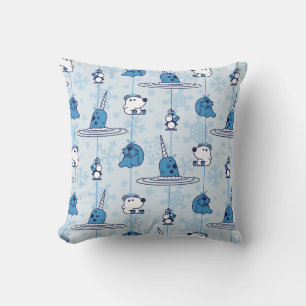 Narwhal Blue Snowflake Pattern Kissen